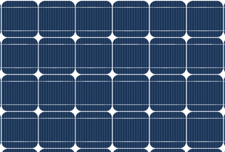 Grid of blue mono-crystalline solar cells